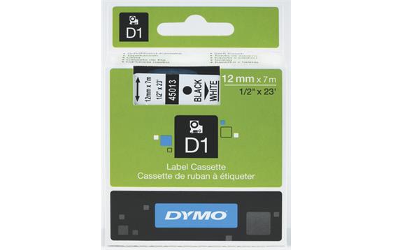 153813 Dymo S0720680 Tape DYMO D1 9mm x 7m sort p&#229; hvit 